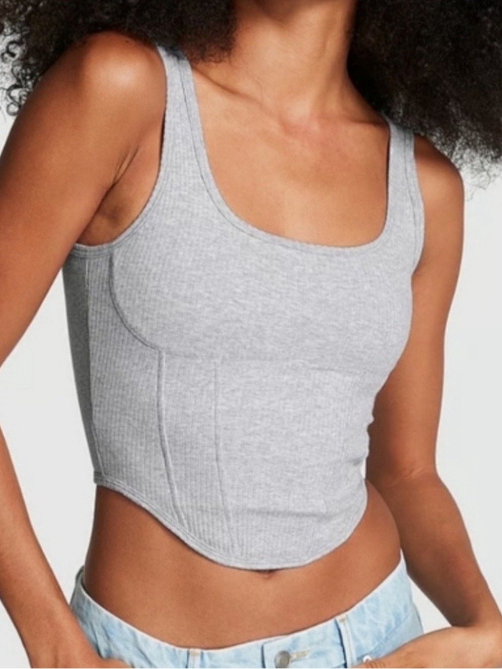 VS Pink Corset Crop Tank | Grey | Size L